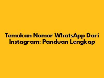 Temukan Nomor WhatsApp Dari Instagram: Panduan Lengkap