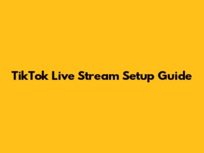 TikTok Live Stream Setup Guide