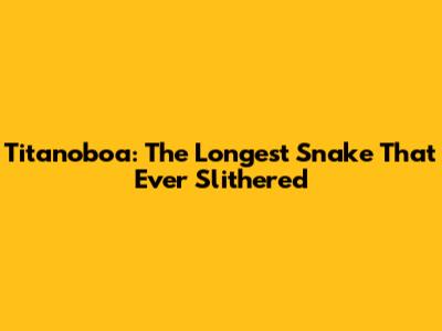 Titanoboa: The Longest Snake That Ever Slithered
