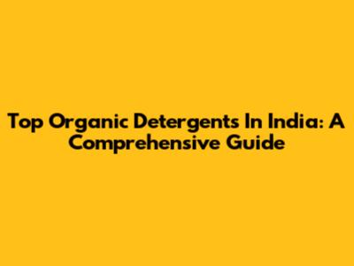 Top Organic Detergents In India: A Comprehensive Guide