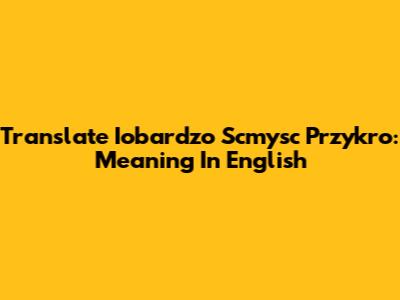 Translate Iobardzo Scmysc Przykro: Meaning In English