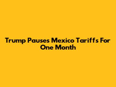 Trump Pauses Mexico Tariffs For One Month