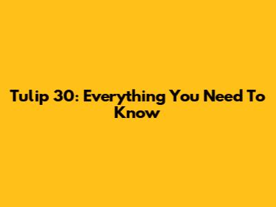 Tulip 30: Everything You Need To Know