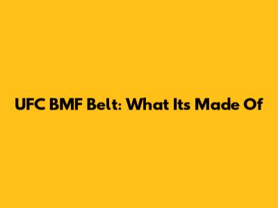 UFC BMF Belt: What It's Made Of