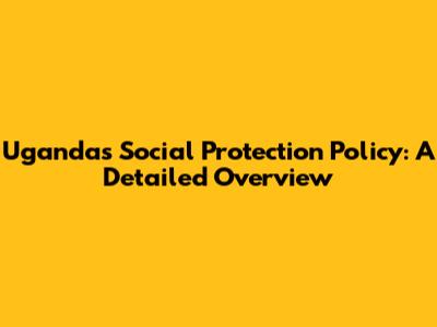 Uganda's Social Protection Policy: A Detailed Overview