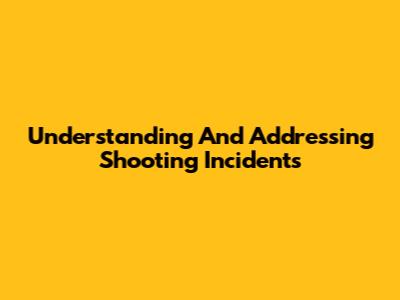 Understanding And Addressing Shooting Incidents