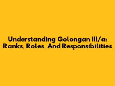 Understanding Golongan III/a: Ranks, Roles, And Responsibilities