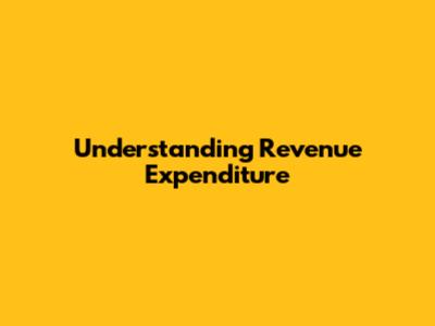 Understanding Revenue Expenditure