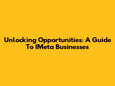 Unlocking Opportunities: A Guide To IMeta Businesses