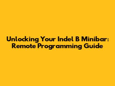 Unlocking Your Indel B Minibar: Remote Programming Guide
