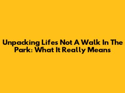 Unpacking 'Life's Not A Walk In The Park': What It Really Means