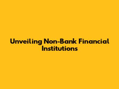 Unveiling Non-Bank Financial Institutions