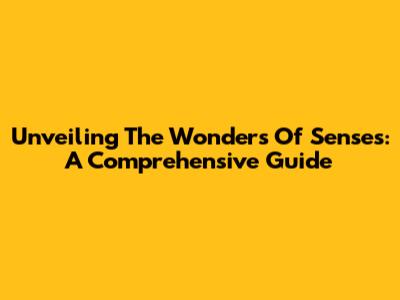 Unveiling The Wonders Of Senses: A Comprehensive Guide