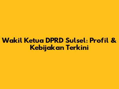 Wakil Ketua DPRD Sulsel: Profil & Kebijakan Terkini