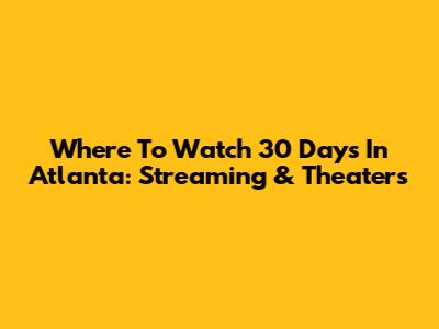 Where To Watch 30 Days In Atlanta: Streaming & Theaters