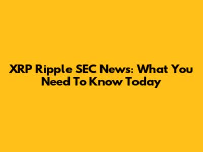 XRP Ripple SEC News: What You Need To Know Today
