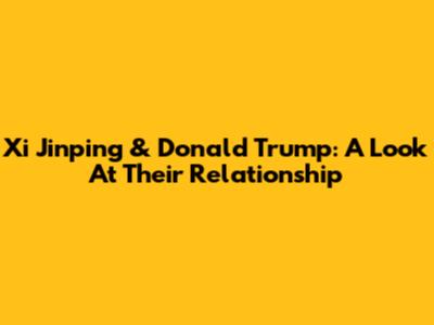 Xi Jinping & Donald Trump: A Look At Their Relationship