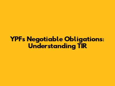YPF's Negotiable Obligations: Understanding TIR